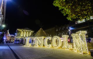 Fizzco's Lincoln Letters displayed at Lincoln Christmas Market.